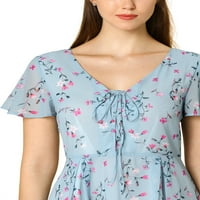 Единствени поволни цени за женски цветни ракави ракави против вратот А-линија шифон фустан