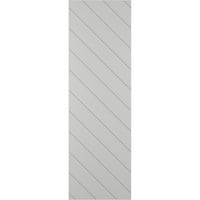 Ekena Millwork 18 W 54 H TRUE FIT PVC Diagonal Slat модерен стил фиксирани ролетни за монтирање, градско сиво