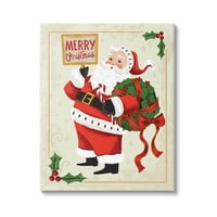 Среќна Божиќна гроздобер Графичка уметничка галерија за празници за празници завиткано платно печатење wallидна