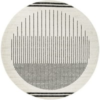 Уметнички ткајачи Пиза Омбре област килим, црн слонова коска, 5'3 круг