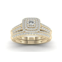 1CT TDW Diamond 14k жолто злато ореолски прстен за ангажман