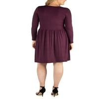 24 -тина облека за удобност плус големина обичен долги ракави плетени фустан