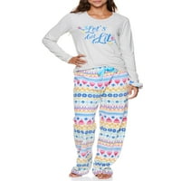 Sleep & Co. Women'sенски и женски плус долги ракави врвни и кадифен панталони за пижама за пижама со патеки