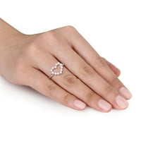 Miabellaен женски култивиран слатководен бел бисер 14kt бело злато прстен на отворено срце