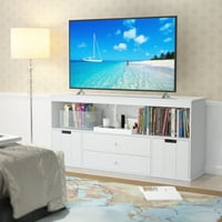 Yoneston Modern TV Stand кабинет до 50 ”телевизор, големи полиња за конзола за медиуми за играчки за играчки