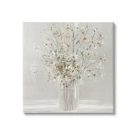 Студената индустрија за бело цвеќе вазна галерија за сликање завиткана од платно печатење wallидна уметност,