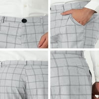 Уникатни поволни цени за мажите со тенок карирани деловни панталони со џебови со џебови