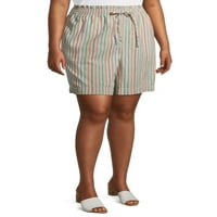 Terra & Sky Women's Plus Size Size Shigh Linen Shorts