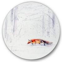 Црвениот ФО трча во бел снег во село II сликарство уметнички отпечатоци