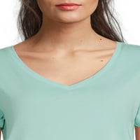 Време и време женска памучна маица со врат со врат