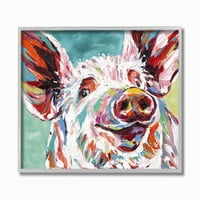 Stuple Industries светло насликана свиња врамена wallидна уметност од Carolee Vitaletti