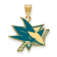 Стерлинг сребро злато позлатено NHL логоарт Сан Хозе Ајкули LG Enamel Pendant