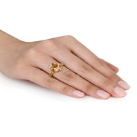 Карат Т.Г.В. Актрин и дијамантски акцент жолто родиум-позлатен сребрен сребрен камен прстен