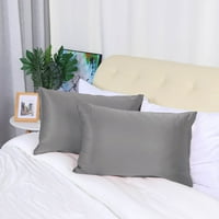 Уникатни поволни цени сет на свилени сатенски перници за перници со сива кралица