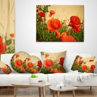 DesignArt Шарено црвено афионско цвеќе - Перница за фрлање цвеќиња - 12x20