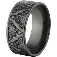 Рамен црн циркониумски прстен со мелен келтски дизајн