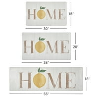 Sohome Cozy Living Home Lemon Runner Anti-Fatigue Kitchen Mat, Off White Yellow, 17,5 x55