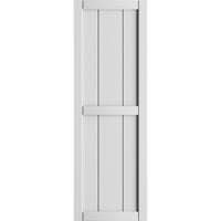 Ekena Millwork 1 8 W 82 H TRUE FIT PVC, три табли врамени од табла-n-batten ролетни, бели