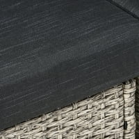 Каскада на отворено плетен V-облик на сегментална софа со перничиња, темно сива, мешана црна боја