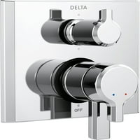 Делта Пивотална 2 рачка за монитор серија на вентилот со пренасочувач со 6 сетови, Chrome