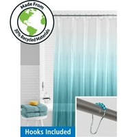 Главни водоотпорни самраци сини 30% рециклирани сет за завеси за туширање Пева со куки, 13-парчиња, сини
