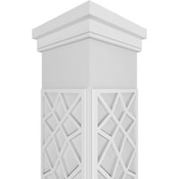 Ekena Millwork 8 W 9'H Craftsman Classic Square Non-Tapered Mosaic Fretwork Column W Prairie Capital & Prairie