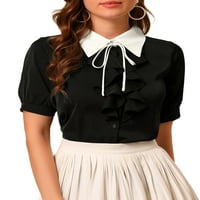 Уникатни поволни цени за јака за контраст на жените, вратоврски од предниот дел од кошулата со кратки ракави