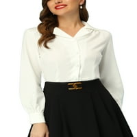 Единствени договори за женски долги ракави со долги ракави надолу од кошула гроздобер работа со блуза
